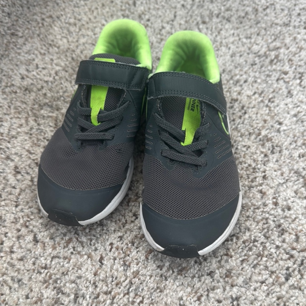Kids Gray and Green Athletic Shoes